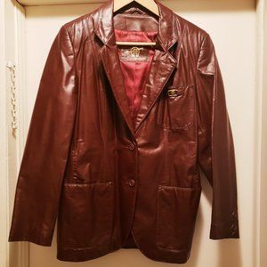Vintage Etienne Aigner Ladies' Leather Jacket Size 12 Oxblood Burgundy